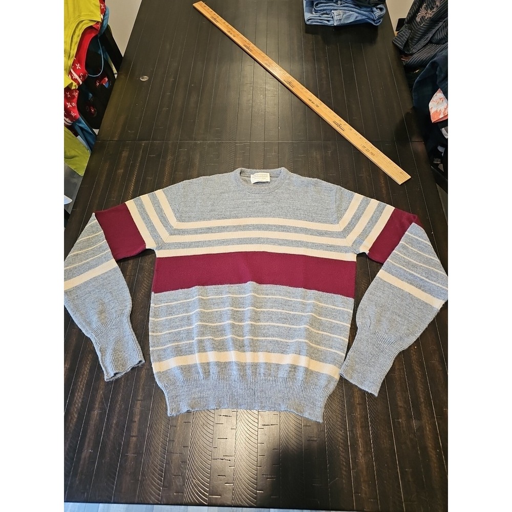 Lord Jeff Men Vintage 100% Supersoft Dupont Orlon Striped Sweater Usa Sz L‎